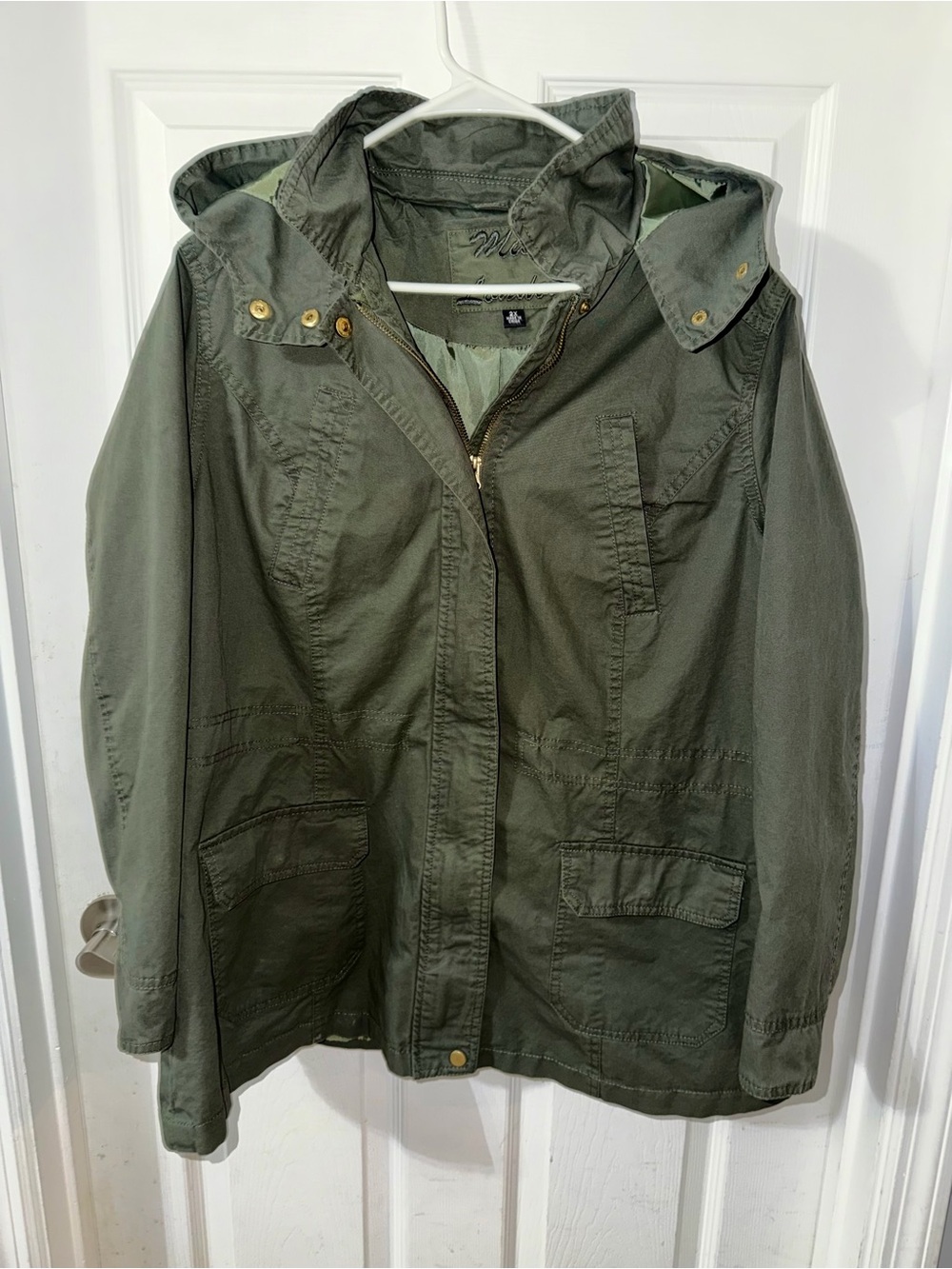 Miss London Olive Utility Anorak Jacket with Gold Hardware